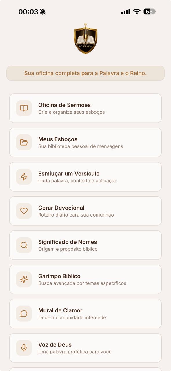FC Sermon aberto no tablet